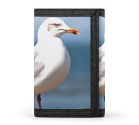 POTSCBVW Portafoglio compatto a tre ante con gabbiano carino con portachiavi, borsa leggera e resistente per attività all'aperto