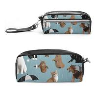 POTSCBVW Raining Cats & Dogs - Astuccio portamatite, grande capacità, con due scomparti, astuccio in pelle con cerniera, borsa portatile da viaggio per cosmetici per donne e uomini