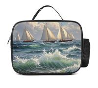 POTSCBVW Sea Sailboat Group - Borsa termica per il pranzo, con fibbia di sicurezza, a tenuta stagna, per lavoro, palestra, picnic, viaggi e attività all'aperto