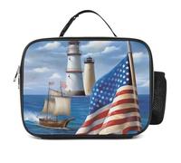 POTSCBVW Sea to Shining Sea Borsa per il pranzo patriottica di grande capacità, borsa termica per il pranzo con fibbia di sicurezza, borsa termica a tenuta stagna per lavoro, palestra, picnic, viaggi