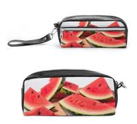 POTSCBVW Slices of Watermelon - Astuccio grande con due scomparti, astuccio in pelle con cerniera, portatile, da viaggio, per donne e uomini