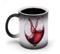 POTSCBVW Tazza in ceramica 3D che cambia colore a forma di cuore di vino, rivela un design nascosto quando è calda, tazza da caffè sensibile al calore, divertente regalo per compleanno, Natale