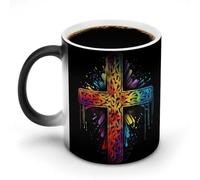 POTSCBVW Tazza in ceramica che cambia colore che cambia colore, rivela il design nascosto quando è calda, tazza da caffè sensibile al calore, regalo divertente per compleanno e Natale