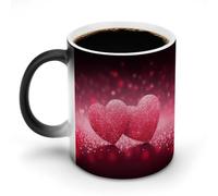 POTSCBVW Tazza in ceramica che cambia colore con cuore e scritta "Love Heart", design nascosto quando è calda, sensibile al calore, tazza da caffè con scolorimento, regalo divertente per compleanno