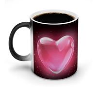 POTSCBVW Tazza in ceramica che cambia colore con il cuore, rivela un design nascosto quando è calda, tazza da caffè sensibile al calore, regalo divertente per compleanno, Natale