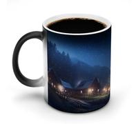POTSCBVW Tazza in ceramica che cambia colore con il villaggio rustico, la tazza in ceramica rivela il design nascosto quando è calda, tazza da caffè sensibile al calore, regalo divertente per
