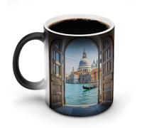 POTSCBVW Tazza in ceramica che cambia colore con la città acquatica italiana, la tazza in ceramica rivela il design nascosto quando è calda, tazza da caffè sensibile al calore, divertente regalo per