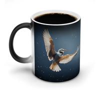 POTSCBVW Tazza in ceramica che cambia colore con la migrazione degli uccelli, la tazza in ceramica rivela il design nascosto quando è calda, tazza da caffè sensibile al calore, regalo divertente per