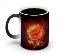 POTSCBVW Tazza in ceramica che cambia colore con la rosa fiamma, la tazza in ceramica rivela il design nascosto quando è calda, tazza da caffè sensibile al calore, regalo divertente per compleanno