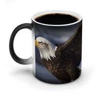 POTSCBVW Tazza in ceramica che cambia colore con l'aquila calva, la tazza in ceramica rivela il design nascosto quando è calda, tazza da caffè sensibile al calore, regalo divertente per compleanno