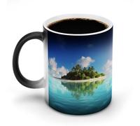 POTSCBVW Tazza in ceramica che cambia colore con l'isola del mare, la tazza in ceramica rivela il design nascosto quando è calda, tazza da caffè sensibile al calore, regalo divertente per compleanno