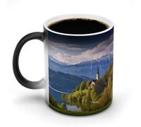 POTSCBVW Tazza in ceramica che cambia colore con paesaggio della Slovenia, la tazza in ceramica rivela il design nascosto quando è calda, tazze da caffè sensibili al calore, regalo divertente per