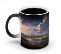 POTSCBVW Tazza in ceramica che cambia colore con paesaggio, rivela un design nascosto quando è calda, tazza da caffè sensibile al calore, regalo divertente per compleanno, Natale