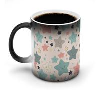 POTSCBVW Tazza in ceramica che cambia colore con stelle carine, rivela il design nascosto quando è calda, tazza da caffè sensibile al calore, divertente regalo per compleanno, Natale
