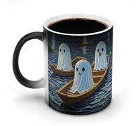 POTSCBVW Tazza in ceramica che cambia colore con superficie del fiume scuro, rivela un design nascosto quando è calda, tazza da caffè sensibile al calore, regalo divertente per compleanno e Natale