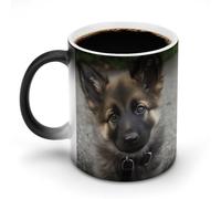 POTSCBVW Tazza in ceramica che cambia colore con un simpatico cucciolo di pastore tedesco, la tazza in ceramica rivela il design nascosto quando è calda, tazza da caffè sensibile al calore, divertente