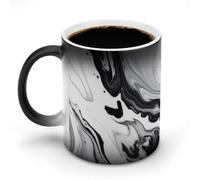 POTSCBVW Tazza in ceramica che cambia colore misto, colore bianco e nero, rivela un design nascosto quando è calda, tazze da caffè sensibili al calore, regalo divertente per compleanno, Natale