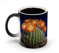 POTSCBVW Tazza in ceramica che cambia colore verde con barile fiorito, la tazza in ceramica rivela il design nascosto quando è calda, tazze da caffè sensibili al calore, regalo divertente per