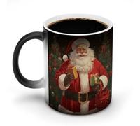 POTSCBVW Tazza in ceramica con Babbo Natale che cambia colore, rivela un design nascosto quando è calda, tazza da caffè sensibile al calore, divertente regalo per compleanno, Natale