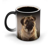 POTSCBVW Tazza in ceramica con carlino che cambia colore, rivela il design nascosto quando è calda, tazza da caffè sensibile al calore, divertente regalo per compleanno, Natale