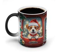 POTSCBVW Tazza in ceramica con cucciolo di camion rosso che cambia colore, rivela il design nascosto quando è calda, tazza da caffè sensibile al calore, divertente regalo per compleanno e Natale