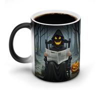 POTSCBVW Tazza in ceramica con fantasma retrò che cambia colore, rivela un design nascosto quando è calda, tazza da caffè sensibile al calore, divertente regalo per compleanno e Natale
