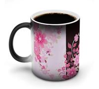 POTSCBVW Tazza in ceramica con motivo floreale che cambia colore, rivela il design nascosto quando è calda, tazza da caffè sensibile al calore, regalo divertente per compleanno, Natale