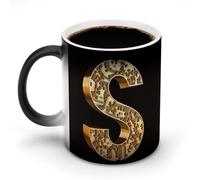 POTSCBVW Tazza in ceramica con simbolo del dollaro dorato che cambia colore, rivela il design nascosto quando è calda, tazza da caffè sensibile al calore, regalo divertente per compleanno, Natale