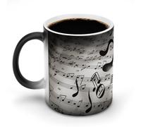 POTSCBVW Tazza in ceramica con stampa di note musicali che cambia colore, rivela il design nascosto quando è calda, tazza da caffè sensibile al calore, regalo divertente per compleanno e Natale
