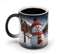 POTSCBVW Tazza magica che cambia colore con il pupazzo di neve, tazza in ceramica rivela il design nascosto quando è calda, tazze da caffè sensibili al calore, regalo divertente per compleanno, Natale