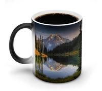 POTSCBVW Tazza magica che cambia colore con immagini di montagna e lago, tazza in ceramica che rivela un design nascosto quando è calda, tazza da caffè sensibile al calore, divertente regalo per