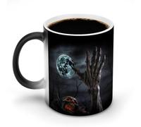 POTSCBVW Tazza magica che cambia colore con la mano di zombie di Halloween, tazza in ceramica rivela il design nascosto quando è calda, tazza da caffè sensibile al calore, regalo divertente per
