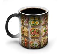 POTSCBVW Tazza magica che cambia colore con l'Enciclopedia Sandwich, la tazza in ceramica rivela il design nascosto quando è calda, tazze da caffè sensibili al calore, regalo divertente per compleanno