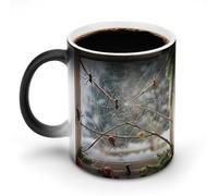 POTSCBVW Tazza magica che cambia colore con ragnatela di Halloween, tazza in ceramica rivela un design nascosto quando è calda, tazze da caffè sensibili al calore, regalo divertente per compleanno e