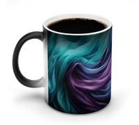 POTSCBVW Tazza magica che cambia colore verde smeraldo chiaro e viola, tazza in ceramica rivela il design nascosto quando è calda, tazze da caffè sensibili al calore, regalo divertente per compleanno