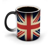 POTSCBVW Tazza magica con bandiera del Regno Unito, tazza in ceramica che rivela un design nascosto quando è calda, tazza da caffè sensibile al calore, regalo divertente per compleanno, Natale