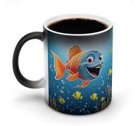 POTSCBVW Tazza magica con pesce sotto il mare, tazza in ceramica che rivela il design nascosto quando è calda, tazza da caffè sensibile al calore, divertente regalo per compleanno, Natale