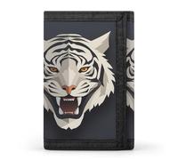 POTSCBVW Tiger Face Portafoglio compatto a tre ante con portachiavi, leggero e resistente, per esterni, stile, taglia unica, classico