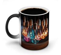 POTSCBVW Una stringa di lampadine colorate che cambiano colore, tazza in ceramica rivela un design nascosto quando è calda, tazze da caffè sensibili al calore, regalo divertente per compleanno, Natale