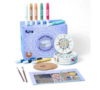 Pott’d Paintables Kit Dipingi Sottobicchieri - Kit Ceramica Fai-da-Te per Adulti con Sottobicchieri, Supporto, Colori a Puntini, Pennelli e Guida, Perfetto per Principianti e Amanti del tè