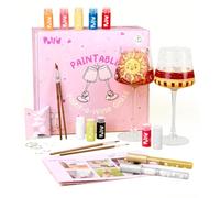 Pott’d Paintables Kit per Dipingere Bicchieri da Vino Personalizzati - Kit Ceramica Fai-da-Te per Adulti con Calici, Vernici, Pennelli, Pennarelli e Ciondoli, Ideale per Principianti