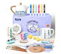 Pott’d Paintables Set da tè da Dipingere - Kit Ceramica Fai-da-Te per Adulti con Teiera, Tazze, Sottobicchieri, Colori, Pennelli, Spugne, Tavolozza e Guida, Kit Creativo per Principianti