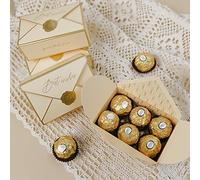 POTTIIS 20 scatole regalo per biscotti, bomboniere romantiche per matrimoni, graziose scatole di cioccolatini per matrimoni, feste di compleanno, colore: oro champagne