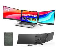 POTTMACEE Estensore triplo per schermo portatile da 14,3", ultra sottile, FHD IPS, monitor portatile per laptop da 13-17,3", triplo display ultra leggero, Plug & Play con USB-C/HDMI, compatibile con
