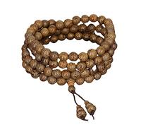 POTUBI Braccialetto di Perline Multistrato in Legno wengé da 8 mm, Collana di rosari in Legno di Buddha con 108 Perline, Mala, Preghiera, Meditazione, Yoga, for Uomo e Donna.