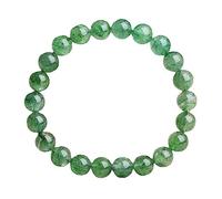POTUBI Braccialetto di Perline Verdi fresche e Carine, Braccialetto Elastico con Un Solo Cerchio di Cristallo di Fragola Verde Naturale, 7 mm (Circa 24 Perline)