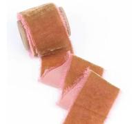 POTUBI Rotolo di Nastro Velluto, Seta con Bobina Legno, Confezione Fatta a Mano - caffè 4 cm x 1, m (Rosa)(Coral)