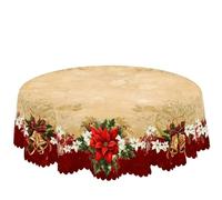 POTUBI Tovaglia natalizia 1 pezzo, tovaglia stampata a tema natalizio, stile rustico retrò, motivo floreale (140 x 180 cm)(140X180Cm)