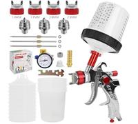 Potufa HVLP Pistola a spruzzo con 4 ugelli - 1,4 mm & 1,7 mm & 2,0 mm & 2,5 mm, pistola professionale per verniciatura ad aria compressa con bicchiere di plastica da 600 ml (bonus)