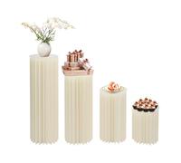 POTYYH Vaso di cartone per matrimonio, con colonna di fiori, pieghevole, a forma di cilindro, con 4 pannelli in PVC, bianco, per matrimoni, feste, giardino, 4 pezzi (40/60/80/100 cm)